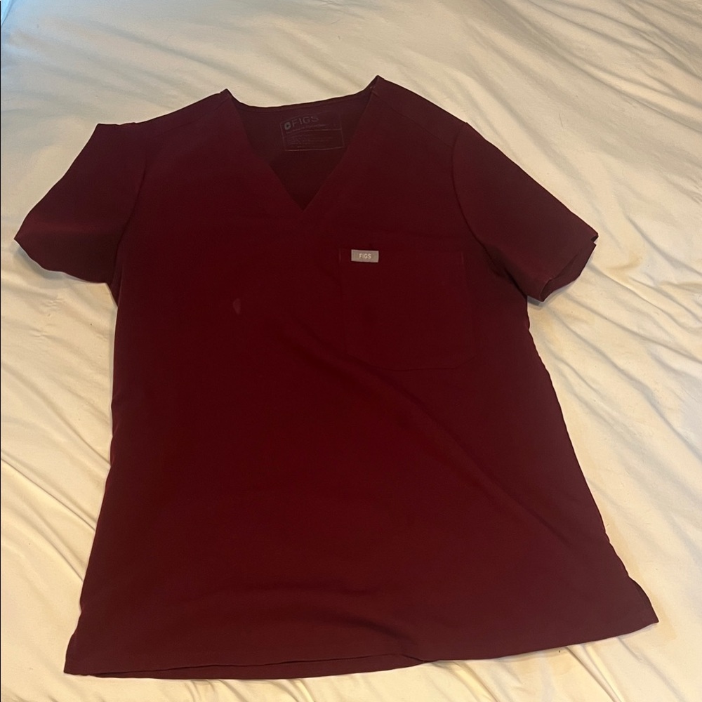 FIGS Women's Burgandy Catarina Scrub Top -Small